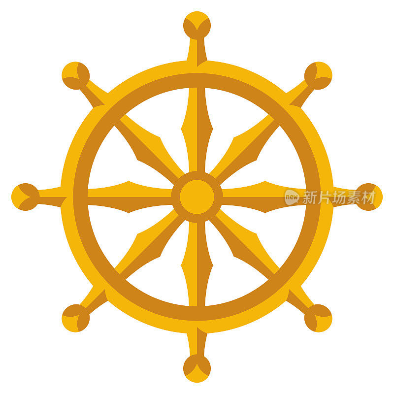 Dharma Wheel Icon on Transparent Background